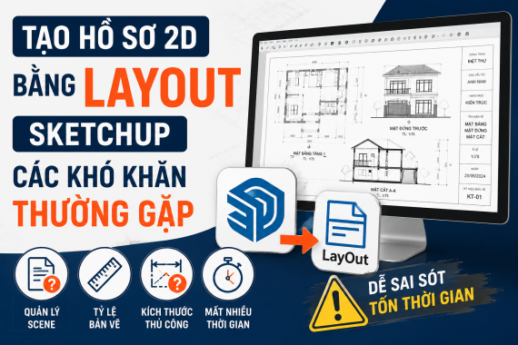 Tạo hồ sơ 2D bằng LayOut SketchUp – Các khó khăn thường gặp